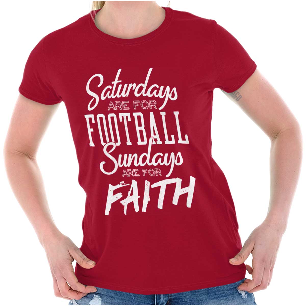 Weekend Football & Faith Ladies T Shirt